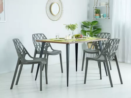 V-leg 4 Seater Dining Table with 4 Tang Chairs